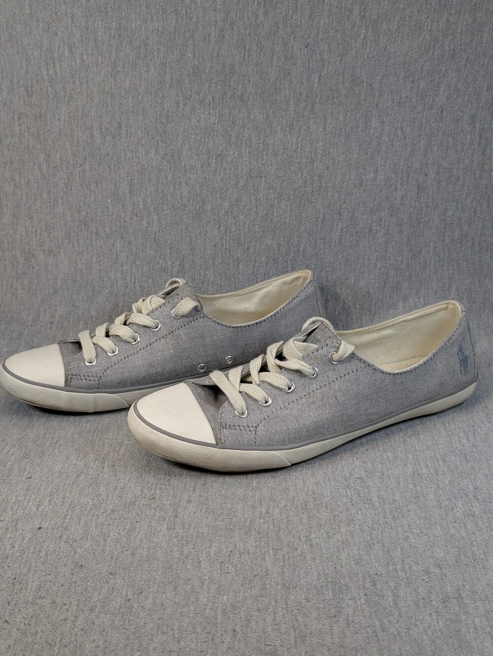 Polo Ralph Lauren Canvas Low Top Sneakers Women's 9.5B Grey White